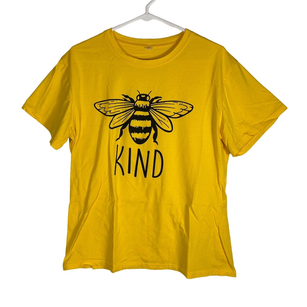 Bee Kind Yellow Graphic T-Shirt Short Sleeve‎ Crew Neck Women Size Large